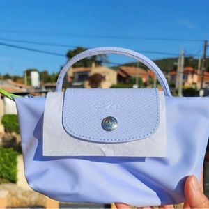 Skyblue LONGCHAMP Le Pliage Mini Pouch with Handle